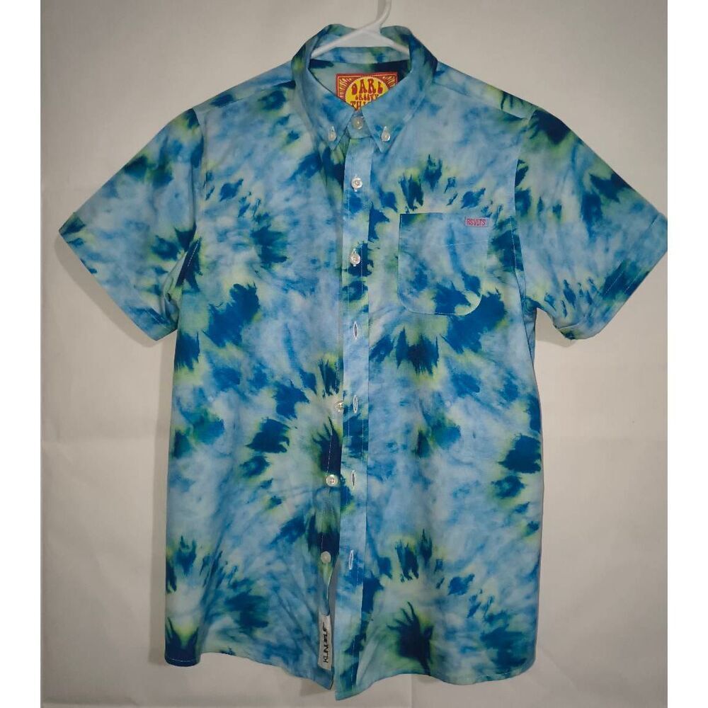 RSVLTS ss button-down shirt blue & green tie-dye Kunuflex